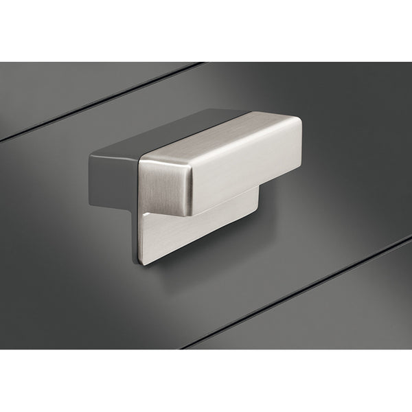 110.34.296 Furniture handle, Finger pull handle, zinc alloy - Häfele Design model H1360, Polished chrome plated, dim. A: 170 mm, dim. B: 40 mm, dim. C: 160 mm