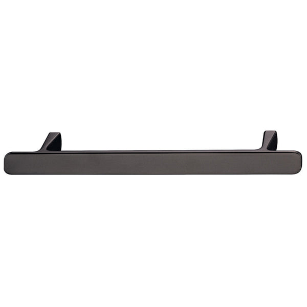 106.69.011 Furniture handle, Handle with base, aluminium - Häfele Design model H2115, black, nickel plated, brushed, dim. A: 212 mm, dim. B: 25 mm, dim. C: 160 mm