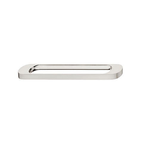 110.34.616 Furniture Handle, finger pull handle, zinc alloy, Häfele design Model H1315 – Nickel plated brushed, dim. A: 196 mm, dim. B: 30 mm, dim. C: 160 mm